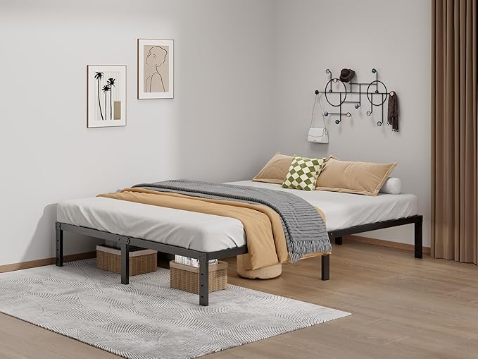 Metal Bed Frame King Size - 12 Inch Heavy-Duty King Platform Bed Frame No Box Spring Needed, Easy Assembly, Noise-Free, Sturdy Mattress Foundation, Underbed Storage Space