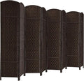 Rose Home Fashion Room Divider, 6 ft Tall Room Dividers and Folding Privacy Screens, 16in Privacy Screen 8 Panel Dark Coffee Space Temporary Wall Foldable Partition Separation