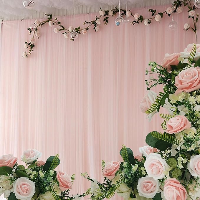Artificial Flowers 25pcs Fake Roses, Pinkish White Foam Rose Faux Flower for Wedding Bouquet Bridal Shower Centerpieces Floral Arrangements Home Decorations Party Backdrops Table