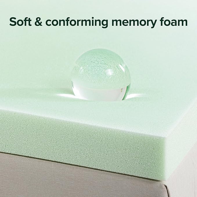 ZINUS 3 Inch Green Tea Memory Foam Mattress Topper, Smaller, More Convenient WonderBox Packaging, Pressure-Relieving Layers, CertiPUR-US Certified, King