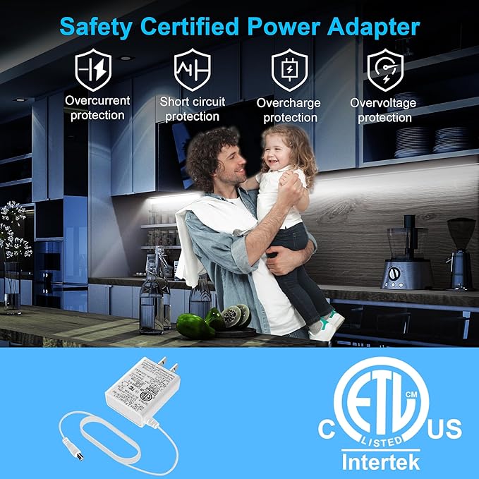 LAFULIT 8 PCS Under Cabinet Lighting Kit, Bright Under Cabinet Lights, Flexible Led Strip Lights with Remote and Power Adapter, for Kitchen Cabinets Shelf Desk Counter, 6000K Daylight White, 13ft