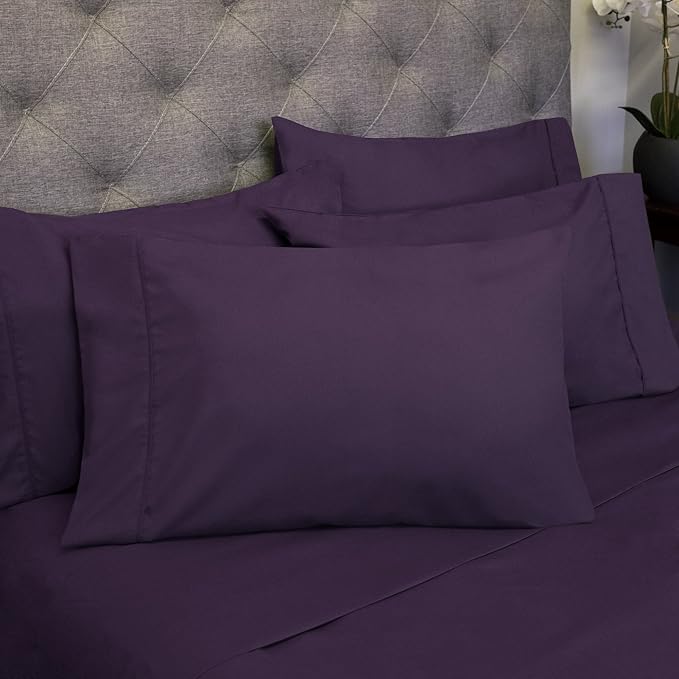 Full Size Bed Sheets - 6 Piece 1500 Supreme Collection Fine Brushed Microfiber Deep Pocket Full Sheet Set Bedding - 2 Extra Pillow Cases, Great Value, Full, Purple