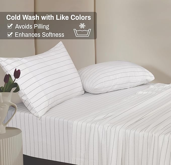 RUVANTI Flannel Sheets Queen Size - 100% Cotton Double Brushed Bed Sheets, Deep Pockets 16 Inches Queen Sheet Set, All Seasons Breathable & Extra Soft - Warm & Cozy, 4 Piece, Running Dots