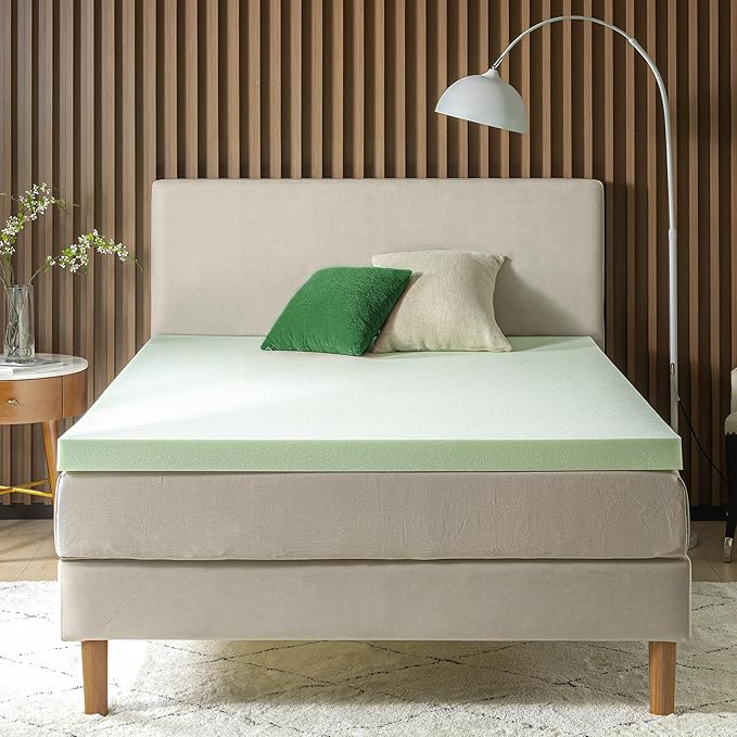 ZINUS 3 Inch Green Tea Memory Foam Mattress Topper, Smaller, More Convenient WonderBox Packaging, Pressure-Relieving Layers, CertiPUR-US Certified, King