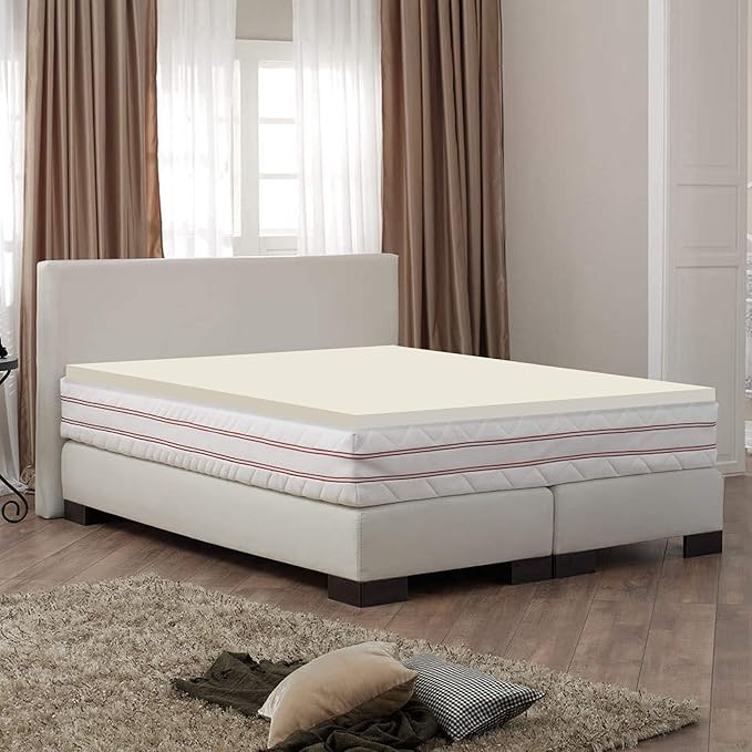 Mayton Soft 2-inch Foam Mattress Topper with Optimum Body Support | Comfortable and Breathable Bed Toppers for Mattress with Orthopedic Benefits, Helps Relieve Luber and Back Pain, Full, White