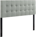 Modway Emily Tufted Button Linen Fabric Upholstered Full Headboard in Gray
