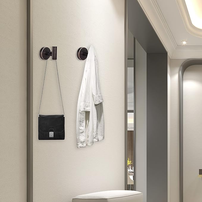 Bathroom Robe Towel Hooks Coat Wall Hook Stainless Steel Heavy Duty Door Hanger Clothes Cabinet Closet Sponges Hook for Bathroom Bedroom Kitchen Hotel Pool 4 Packs (Oil Rubbed Bronze)