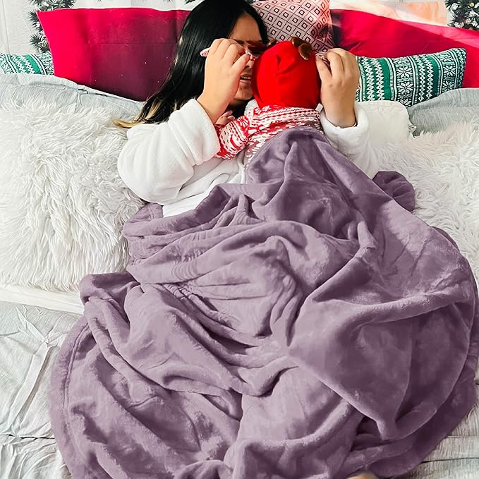 Bedsure GentleSoft Fleece Throw XL Blanket Fog Purple - 300GSM Soft Lightweight Plush Cozy Blankets for Bed, Sofa, Couch, Travel, Camping, 50x70 inches