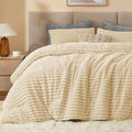 BEDELITE Fleece Twin Comforter Set -Super Soft & Warm Fluffy Beige Bedding, Luxury Fuzzy Heavy Bed Set for Winter with 1 Pillow case