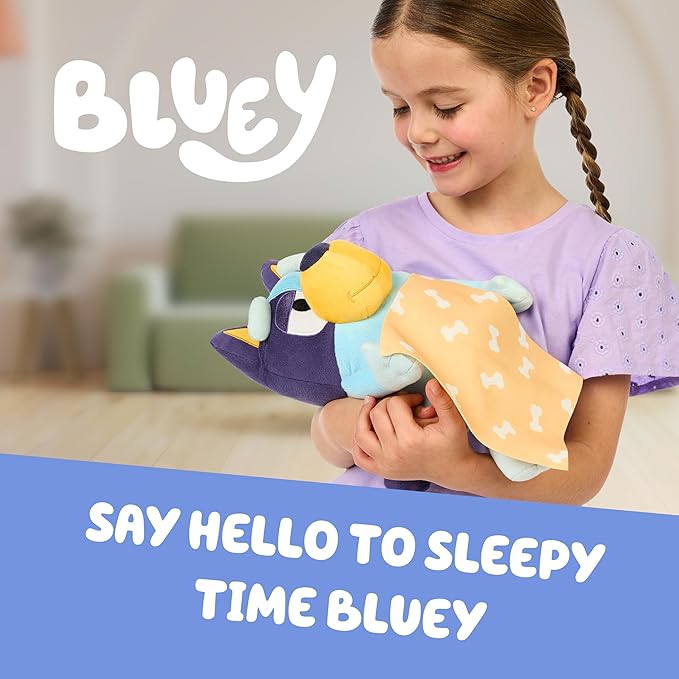 Bluey Sleepy Time Talking Plush, Soothing Baby Toy for Sleep, 7 Show Phrases & Theme Song, Cuddle Buddy