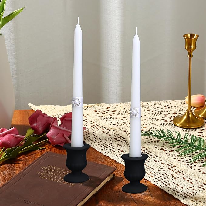 Black Unity Candle Holder - Glass Candle Holders for Pillar Candles Taper Candles, Glass Candlestick Holders Set of 3, Decorative Clear Glass Candlestick Holder for Wedding Church Centerpiece