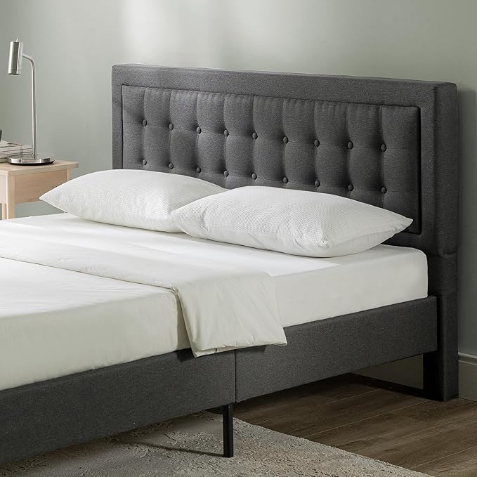 ZINUS Dachelle Upholstered Platform Bed Frame, Mattress Foundation, Wood Slat Support, No Box Spring Needed, Eco Friendly WonderBox (TM) Packaging, Easy Assembly, Dark Grey, Full