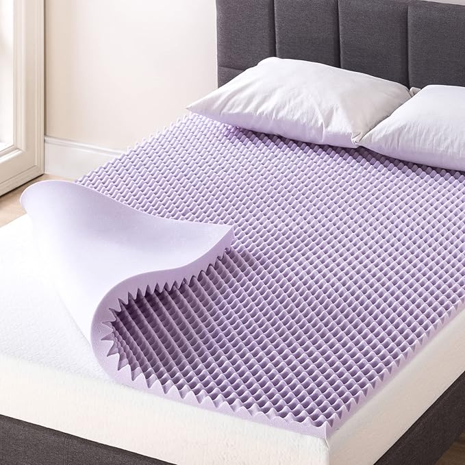 Best Price Mattress 1.5 Inch Egg Crate Memory Foam Mattress Topper with Soothing Lavender Infusion, CertiPUR-US Certified, Dorm Essentials, Twin