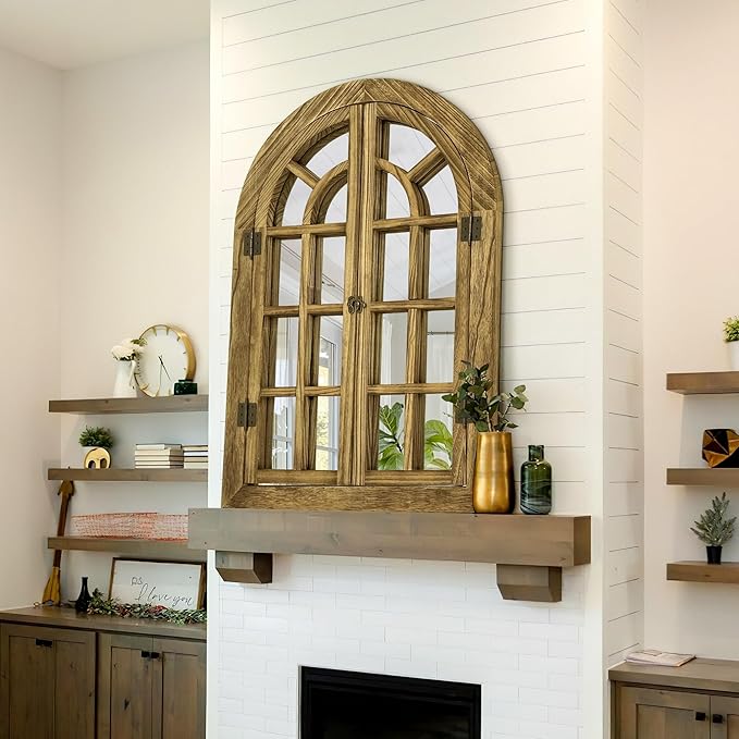 Bed Bath & Beyond Farmhouse Windowpane Arched Wall Mirror 20x30 - White