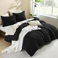 Litanika Black California King Comforter Set - 3 Pieces Cal King Lightweight Summer Soft Solid Bed Comforter, Oversized Fluffy Quilt Bedding Set (104x96In, 2 Pillowcases)