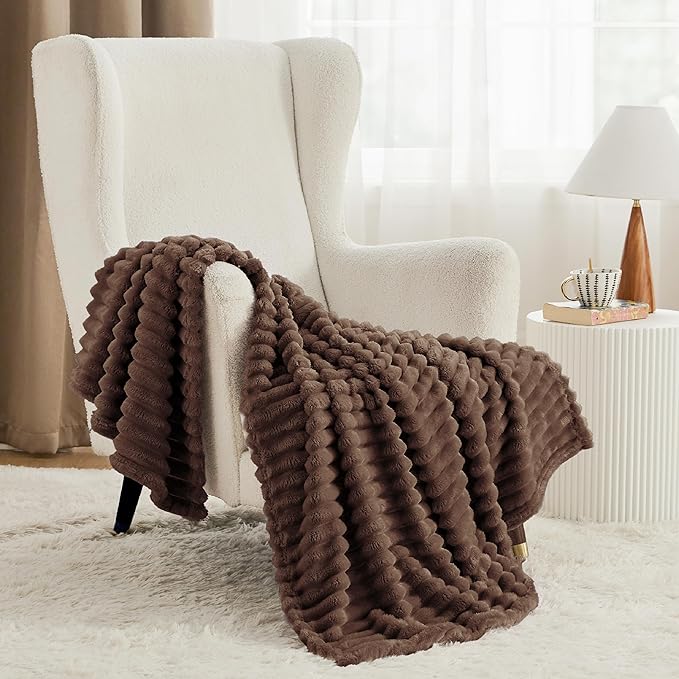 Bedsure GentleSoft Fondue Fudge Fleece Blanket for Couch - Cozy Soft Blankets for Women, Cute Small Throws for Girls, 50x60 Inches