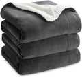 Bedsure GentleSoft Sherpa Fleece Blankets Queen Size for Bed - Thick and Warm Throw for Women and Men, Soft Fuzzy Plush Queen Blanket for Winter, Charcoal, 90x90 Inches