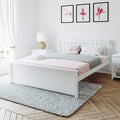 Max & Lily Queen Bed Frame with Slatted Headboard, Solid Wood Platform Bed for Kids, No Box Spring Needed, Easy Assembly, White