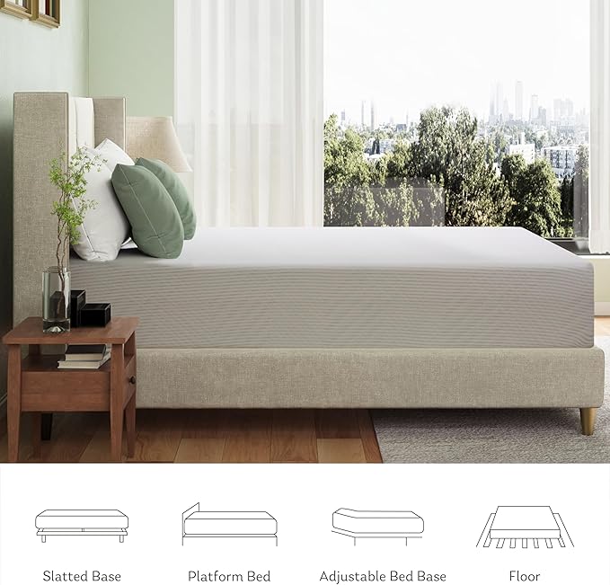 Queen Mattress in a Box, 12 inch Mattresses for Platform Bed Double Size Daybed, Green Tea Memory Foam Mattress for Cool Sleep & Pressure Relief, Medium Firm