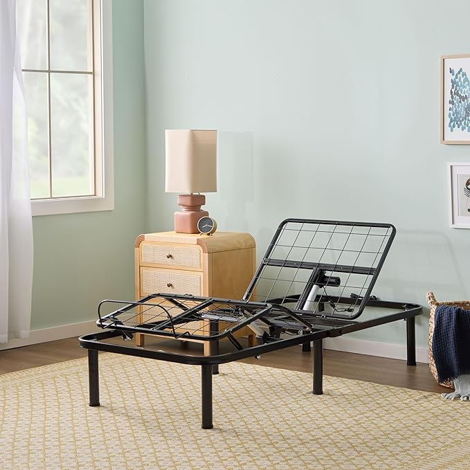 Linenspa Adjustable Bed Frame - Independent Head and Foot Incline - Powerful Quiet Motor - Easy Tool Free Assembly - Lounging - TV - Working - Reading - Ergonomic - Electric Bed Base - Twin XL Size
