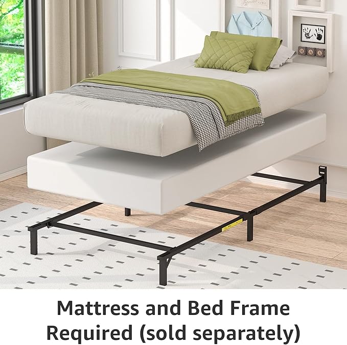 Amazon Basics Smart Box Spring Bed Base, 5-Inch Height Mattress Foundation, Tool-Free Easy Assembly, Twin, 74"L x 38"W x 5"H, White