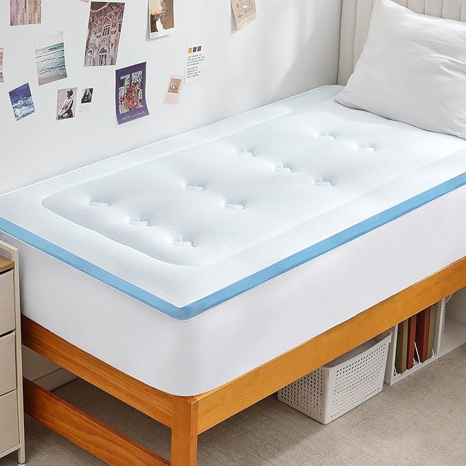 Hansleep College Dorm Twin XL Mattress Topper Viscose Derived from Bamboo, Memory Foam Pillow Top Mattress Topper Twin XL, Breathable Mattress Pad for Back Pain Relief, 39" x 80", White