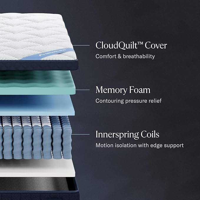 DreamCloud Premier 13" Twin XL Mattress - Luxury Hybrid Gel Memory Foam - 365 Night Trial - Fiberglass Free - Forever Warranty - Mattress in a Box - CertiPUR-US Certified