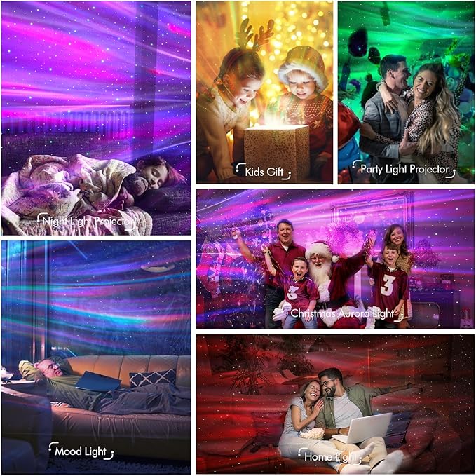 Galaxy Projector Star Lights Projector for Bedroom with 33 Lighting, Aurora Projector with Bluetooth 5.0 Speaker, Smart APP, 8 White Noises Night Light with IR Remote, Timer for Kids Adults