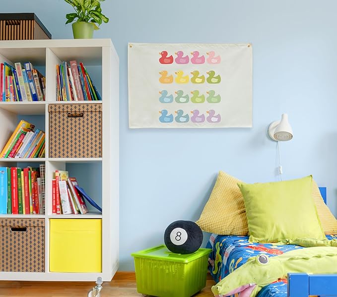 Boho Rectangular Banner Flag Wall Sign Decor Gift for Baby Boy Girl Kids,Nursery Baby Room Above Crib Bedroom Playroom Reading Room Wall Decor-Ducks Theme-Baby,Shower Birthday Christmas Gift