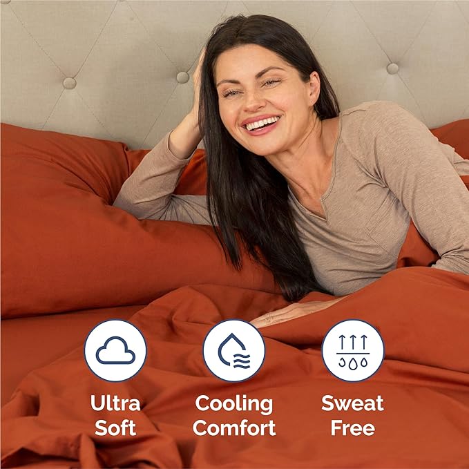 Split King 7 Piece Sheet Set - Comfy Breathable & Cooling - Soft Hotel Luxury Bedding Set with 8-16 Inch Deep Pockets - 1 Flat & 2 Fitted Sheet & 4 Pillowcases - Wrinkle Free & Easy Care - Terracotta