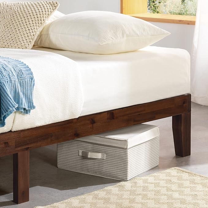 Mellow 12" Solid Wood Platform Bed Frame with Classic Wooden Slat (No Box Spring Needed), King, Espresso