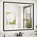 TETOTE Black LED Bathroom Mirror with Lights 42x36 Front & Back Light Vanity Framed Mirror Baroque Anti Fog Dimmable White/Warm/Natural,CRI90+,Waterproof,Wall Mounted(Horizontal/Vertical)