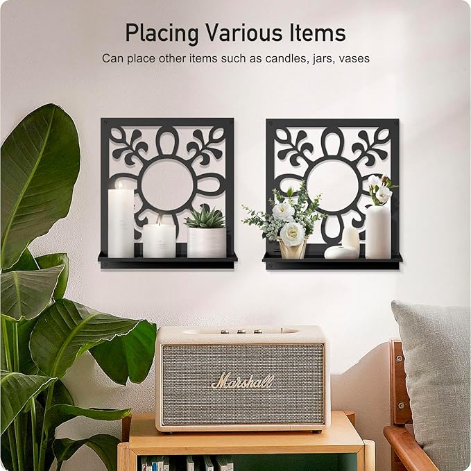 Candle Wall Sconce, Retro Wall Hanging, Farmhouse Wall Art for Living Room Bedroom Bathroom (2 Pack 11.8 x 13 in)