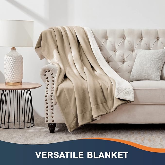 Walensee Sherpa Fleece Blanket (Twin Size 60”x80” Camel) Plush Throw Fuzzy Super Soft Reversible Microfiber Flannel Blankets for Couch, Bed, Sofa Ultra Luxurious Warm and Cozy for All Seasons