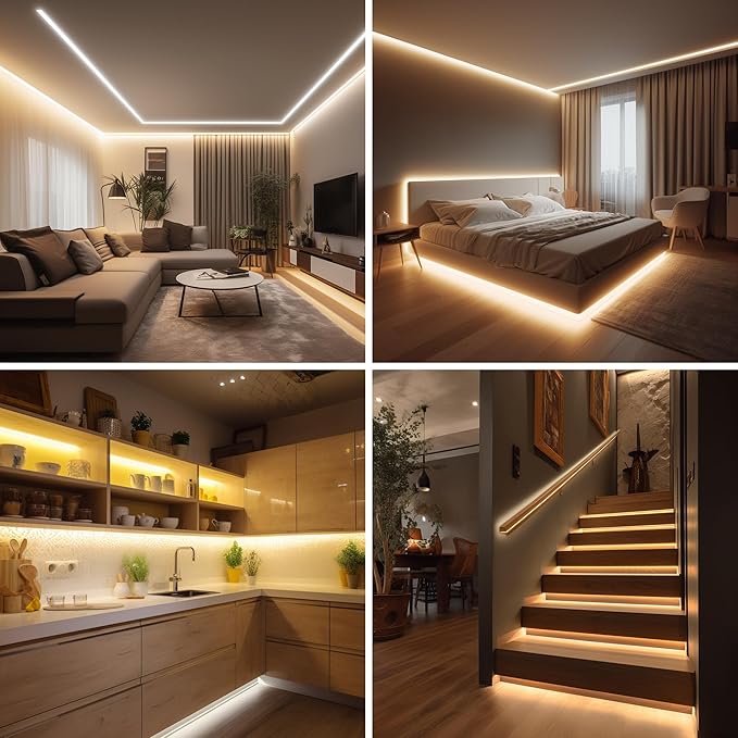 COB LED Strip,LED Strip Lights 5M/16.4ft,Touch Dimmable LED Strips,CRI90+,2700K Warm White cob led,1600LEDs,24V LED Tape Lights,Indoor for Bedroom, Kitchen, TV, Mirror,Cabinet
