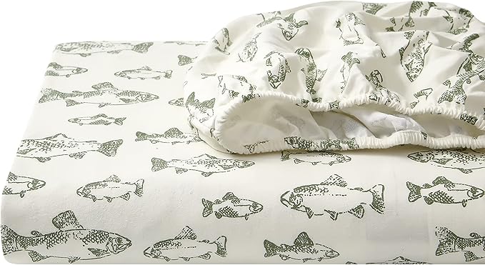 Eddie Bauer - Full Sheets, Cotton Flannel Bedding Set, Brushed For Extra Softness, Cozy Home Decor (School of Fish, Full)
