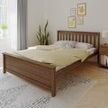 Max & Lily Queen Bed Frame with Slatted Headboard, Solid Wood Platform Bed for Kids, No Box Spring Needed, Easy Assembly, Walnut