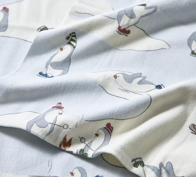 Eddie Bauer - Twin Sheets, Cotton Flannel Bedding Set, Brushed For Extra Softness, Cozy Home Decor (Skating Penguin, Twin)