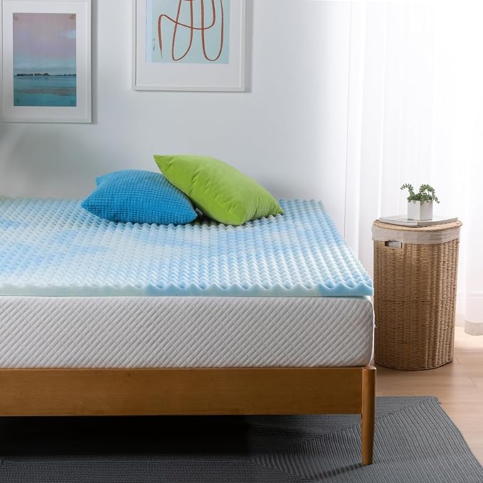 ZINUS 1.5 Inch Swirl Gel Cooling Memory Foam Mattress Topper, Smaller, More Convenient WonderBox Packaging, Cooling, Airflow Design, CertiPUR-US Certified, Queen