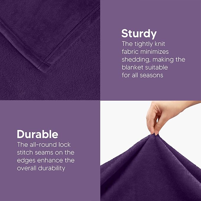 Utopia Bedding Fleece Blanket Throw Size Purple 300GSM Luxury Anti-Static Fuzzy Soft Microfiber Blanket for Couch, Sofa and Bed (60x50 Inch)