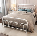 YALAXON Vintage Sturdy Full Size Metal Bed Frame with Headboard and Footboard Basic Bed Frame No Box Spring Needed (Full,White)
