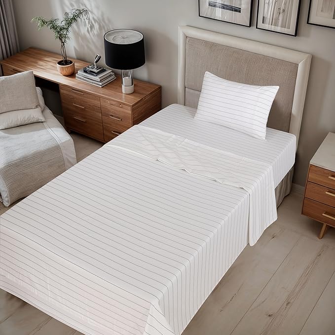 RUVANTI Flannel Sheets Twin Size - 100% Cotton Double Brushed Twin Sheets Set, Deep Pockets 16 Inches, All Seasons Breathable & Extra Soft Bed Sheets, Warm & Cozy, 3 Piece, Running Dots