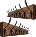 WEBI Coat Rack Wall Mount,38 9/16" Long,10 Hooks,Wood Coat Hooks Wall Mounted Coat Hanger Wall Hook Rack,Triple Hooks for Hanging Coats,Clothes,Jacket,Brown,2 Packs
