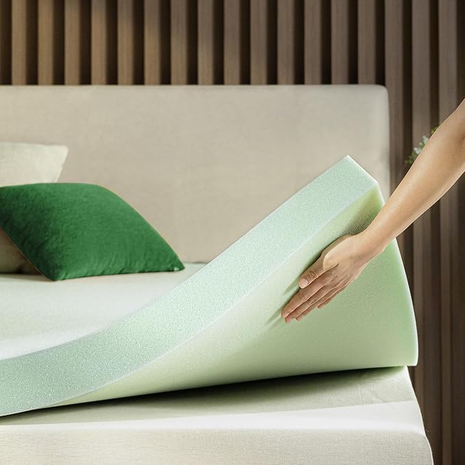 ZINUS 4 Inch Green Tea Memory Foam Mattress Topper, Smaller, More Convenient WonderBox Packaging, Pressure-Relieving Layers, CertiPUR-US Certified, Queen