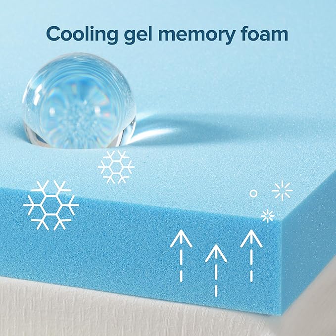 ZINUS 2 Inch Green Tea Cooling Gel Memory Foam Mattress Topper, Smaller, More Convenient WonderBox Packaging, Cooling Gel Foam, CertiPUR-US Certified, King
