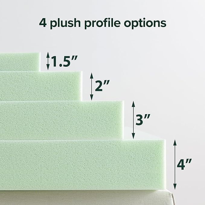 ZINUS 2 Inch Green Tea Memory Foam Mattress Topper, Smaller, More Convenient WonderBox Packaging, Pressure-Relieving Layers, CertiPUR-US Certified, King