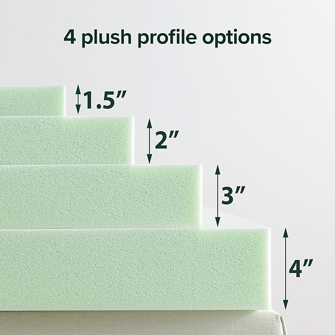 ZINUS 3 Inch Green Tea Memory Foam Mattress Topper, Smaller, More Convenient WonderBox Packaging, Pressure-Relieving Layers, CertiPUR-US Certified, King