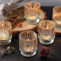 DEVI 8pcs Clear Glass Votive Candle Holder Decor, Boho Candle Holder for Wedding Decorations, Centerpiece Table Decorations for Valentine, Vintage Mothers Day Home Party Table Decorations