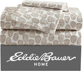 Eddie Bauer - Queen Sheets, Cotton Flannel Bedding Set, Brushed For Extra Softness, Cozy Home Decor (Little Creek Pine Cone Beige, Queen)