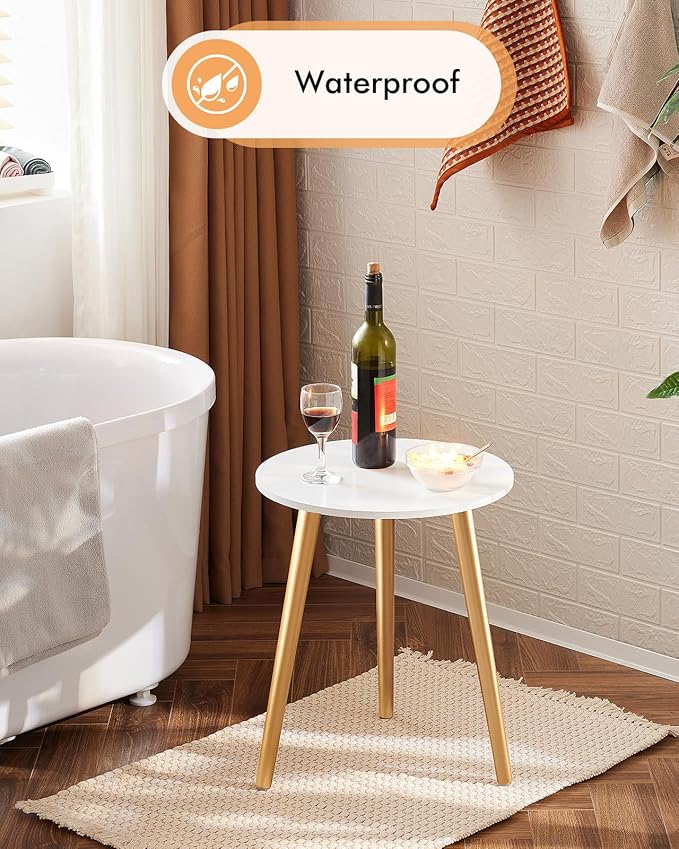Apicizon Round Side Table Set of 2, White Nightstand Coffee End Table for Living Room, Bedroom, Small Spaces, Morden Side Table Home Decor Bedside with Wood Legs 16.5 Inches